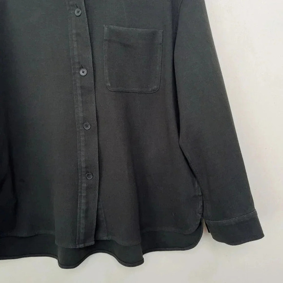 Uniqlo Womens Medium Dark Olive Brush Jersey Button  Oversized Shirt - Picture 6 of 15